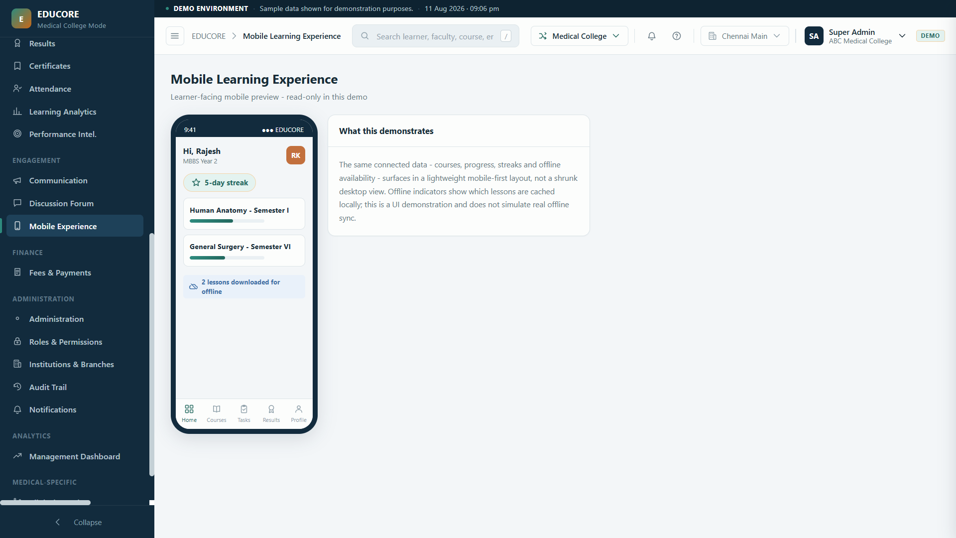 Aura Learn mobile learning app: courses, progress, streaks and offline lessons for learners