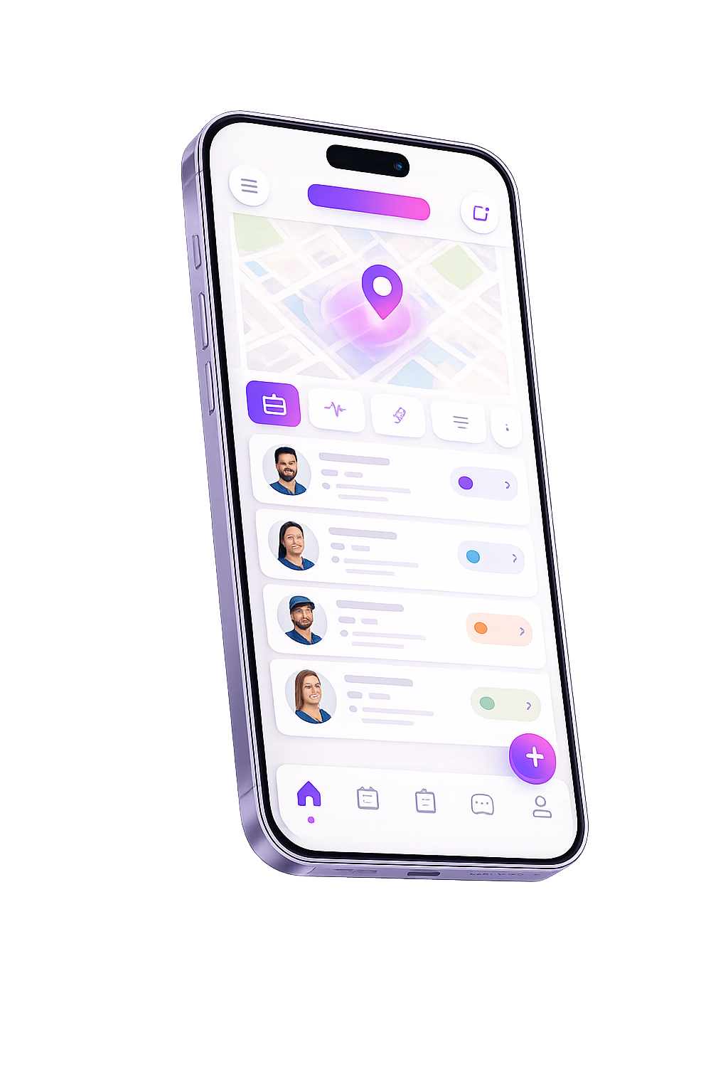 Field-staff mobile app with map and task list